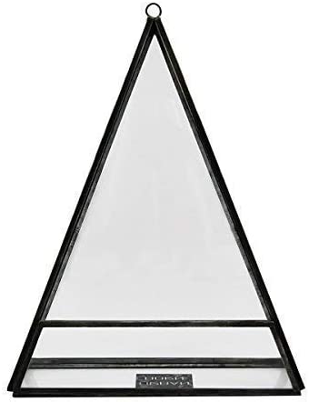 Urban Born Handmade Glass Triangle Terrarium - 10" x 8"x 2.5" (Black Steel, Small)