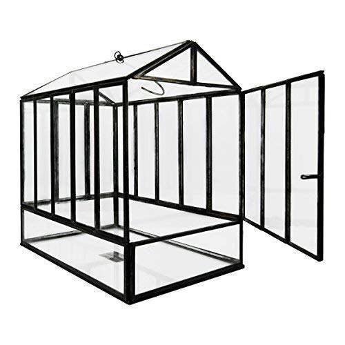 Urban Born Handmade Indoor Tabletop Greenhouse Terrarium--  10(L) x 6.5(W) x 10(H)" (Black)
