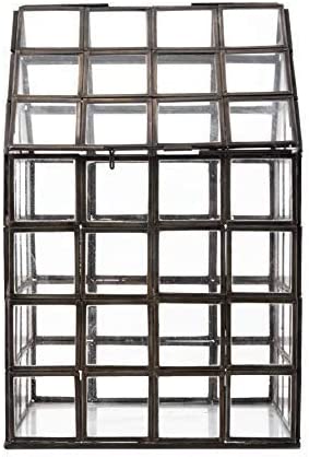 Urban Born Handmade Indoor Tabletop Glass Lattice Terrarium-- 8(L) x 8(W) x 12(H)" (Black)