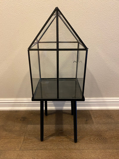 Urban Born Handmade Indoor Glass House Terrarium with Separate Stand-- 11(L) x 11(W) x 28(H)" (Black)